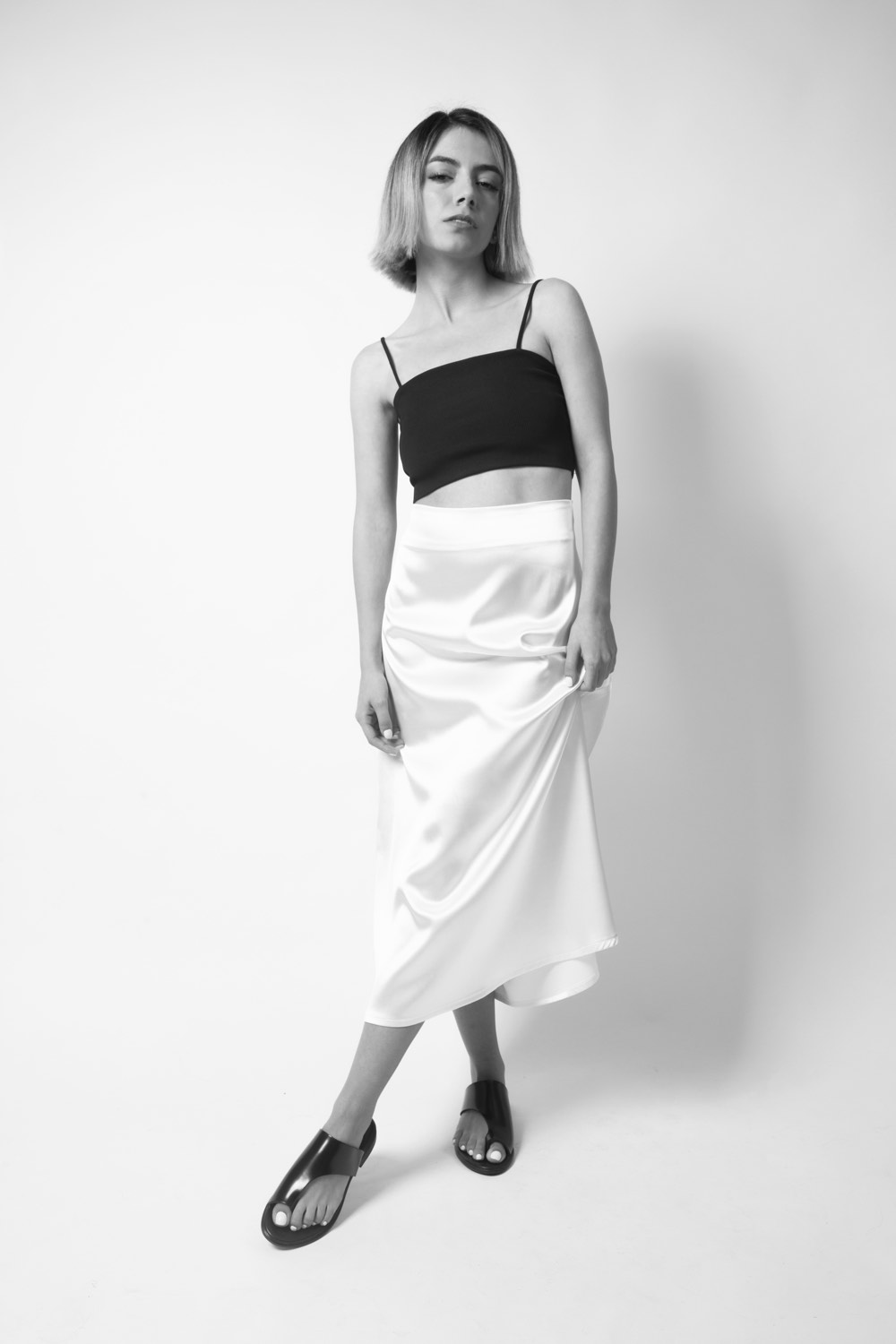 The satin skirt